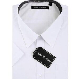 Verno Big Men's White Classic Fit Short Sleeves Dress Shirt New With Tags